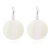 Trendy Light Weight Round White Shell Dangle Earrings for Women Girls Gifts Meta