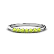 TriJewels Round Peridot 7 Stone Stackable Wedding Band Ring 14K Gold JP:15767