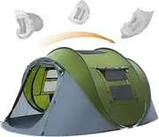 HIKERBRO Pop Up Tent, 4 Person Instant Tent with Skylight, Waterproof Instant Pop Up Tent with Rainfly, Easy Setup Camping Tents, 2 Doors & Windows, 4 Men Automatic Family Tent for Hiking, Traveling
