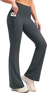 [SANTINY] SANTlNY Fleece Lined Flare Leggings Women 28.5/30.5/32 Water Resistant Winter Bell Bottom Hiking Yoga Pants with Pockets