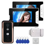 7"Video Door Phone Video Intercom Doorbell System 2 Monitor+Electronic Door Lock