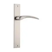 Iver Oxford Door Lever Handle on Rectangular Backplate Satin Nickel