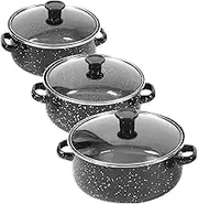 CONGARTENO 1 Set Enamel Soup Pot Multifunctional Stock Pot for Kitchens Double Handles Flat Bottom Design for Quick Cooking Gatherings