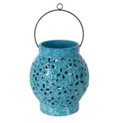 Belle Positano Hurricane Ceramic Lantern Candle Holder Large 25cm - Blue