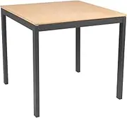 Tramontina Barcelona Square Table in Natural Multilaminate with Steel Legs Graphite Finish, 80 cm Size
