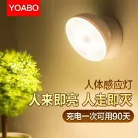 在飛比找樂天市場購物網優惠-夜光燈 LED充電人體感應燈自動不插電過道家用衛生間小夜燈光