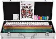 American Style Mahjong Set - Selected Healthy Production,Multiple Colors,Complete Accessories, Majong Set Mah Jong Mah Jongg Sets Majiang (3cm*2.3 cm*1.3 cm),White