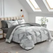 Joyreap 7 Piece Bed in a Bag Full/Queen, Gray n Queen- 7 pieces, Triangles-01
