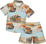 [Caihoyu] Toddler Baby Boy Short Sleeve Button Down Shirt & Casual Shorts Set Toddler Boy Clothes Summer Clothing