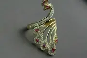 1Ct Round Cut Simulated Ruby Women's Unique Ring 14k Yellow Gold Plated Silver
