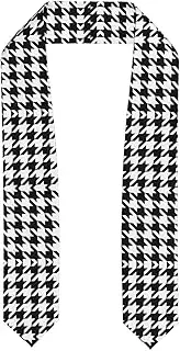 [SKKNT] Houndstooth Black Print Graduation Shawl Stole For Academic Commencements Honor Sash Congratulations Gift