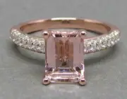 2.50 Ct Emerald Cut Simulated Morganite Solitaire Ring 14K Rose Gold Plated