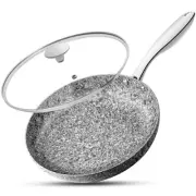 10 Inch Frying Pan with Lid, Nonstick Frying Pan with Non Toxic Granite Coati...
