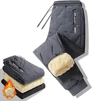 [Generic] Winter Thermal Pants for Men, Warm Fuzzy Leggings, Waterproof Jogging Pants (M, Gray 1)
