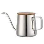 Coffee Maker Drip Pot Stainless Steel Pour Over Kettle Wood Lid Household