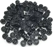 Lego 100 New Black Wheel 11mm D. x 6mm with 8 Y Spokes Car Parts