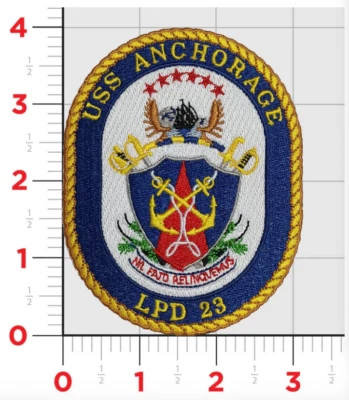 NAVY USS ANCHORAGE LPD-23 EMBROIDERED PATCH WITH HOOK & LOOP