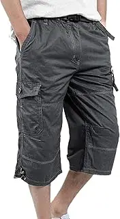 [DUOLUVA] Cargo Trousers Men's Work Trousers with Cargo Pockets Three-Quarter Trousers Men with Zip Universal Fit