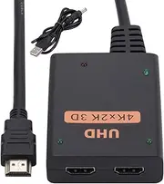 Monitor HD Splitter | 1 in 2 Out Splitter Hub,4K HD Splitter Distributor, 1 to 2 Way Audio Adapter for Double Monitors