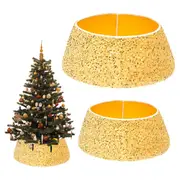 Christmas Tree Collar Glitter Xmas Tree Ring Round Sparkle Christmas Tree Base Tree Skirts