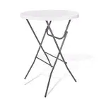32in Cocktail Table, Portable High Top Table Granite White, Round Bar Height