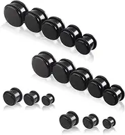 [KkvoGmle] 16 Pcs Acrylic Ear Plugs Black Stretching Tunnels Ear Stretchers Plugs Piercing Expanders O Ring Ear Gauges Plugs, 6/8/10/12/14/16/18/20/mm, Acrylic, No Gemstone