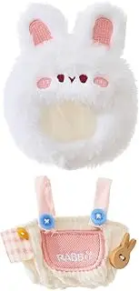 CALEMBOU Plush Doll Clothes, 4 Inches Cute Animal Series Plush Doll Clothes for Labubu, Kawaii Doll Clothes Accessories Set for Birthday Gifts (Cute Rabbit Set)