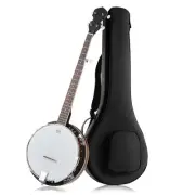 5-String Left Handed Banjo Closed Solid Back 24 Brackets & Geared 5th Tuner