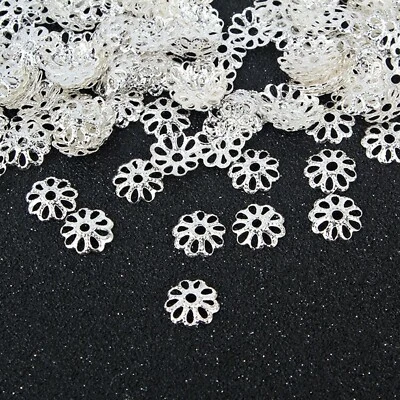 1000 Silver Flower Bead Caps 9mm Jewely Findings Fit 10-16mm Beads