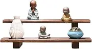 Burnt Paulownia Wood Desktop Storage Double-Layer Display Rack Tea Set teapot Teacup Jianzhan Rack Solid Wood Antique Shelf Wall,B