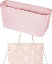 XYJG Purse Handbag Silky Organizer Insert Keep Bag Shape Fits LV-Neverfull-PM/MM/GM Bags, Luxury Handbag Tote Lightweight Sturdy(Pink, Neverfull-GM)