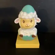 New Solar Powered Dancing Toy Bobble Head EASTER Lamb In Green Egg - Yellow