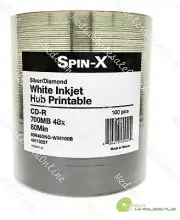 100 Spin-X CD-R 700MB 48x White Inkjet Hub Printable Diamond Blank Media Disc