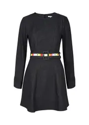 Olivia Rubin Paola Belted Denim Mini Dress - Black - 14 (UK14 / L) 14 (UK14 / L)