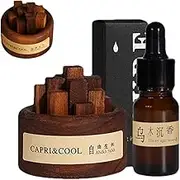 Diffuser Wood Set - Black Walnut Wooden Round Diffuser - No Electricity Portable Wooden Aromatherapy for Living Room, Bathroom