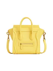 Celine Nano Luggage Bag in Drummed Calfskin in Citron