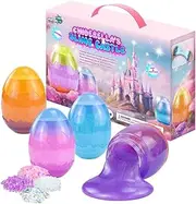 Waterelf Cinderella's Castle Slime Kit for Girls & Boys, 4-Pack Eggs Dazzling Crystal Slime and 3 Packs MIX-INS, Each Slime 18 OZ, Parties and Birthday Gifts for 3+
