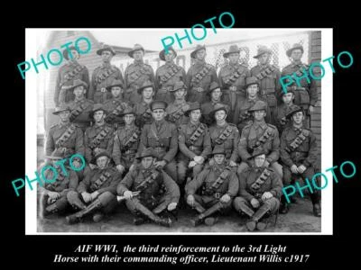 OLD 8x6 HISTORIC PHOTO OF WWI AUST ANZAC 3rd LIGHT HORSE R/I GROUP c1917