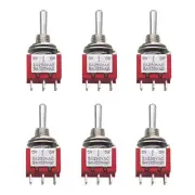 mxuteuk 6pcs Momentary Mini Miniature Toggle Switch 6 6Pin (ON)/OFF/(ON)