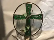 Stained Glass Green Cross Night Light New [9009-12]