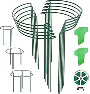Plant Support Stakes, 10 Pack Metal Peony Cages and Supports, Garden Stakes Plant Support Cage, Large Plant Support Ring for Outdoor Indoor Plant, Peony, Tomato, Rose Flowers Vine (25cm W x 40cm H)