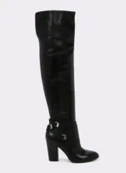Beliarosa by ALDO, Black REAL leather, knee OTK boots, 4" block heel, SZ 7