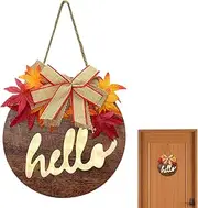 Fall Wreaths for Front Door - Glowing Fall Welcome Sign | Wooden Hanging Door Sign, Autumn Welcome Sign for Porch Farmhouse, Pumpkins Decorative, Sign Fall Pumpkin Door Hello Welcome Front