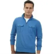 Nautica Men's Quarter Zip French Terry Pullover Sweatshirt Blue Size XL