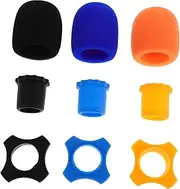Vaguelly 3 Sets Microphone Accessories Set With Anti Roll Ring Foam Mic Cover Bottom Rod Sleeve Holder Stand Suitable For Wireless Handheld Microphones