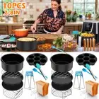 10 Pcs Air Fryer Accessories Set with Cake Basket Pizza Pan Stainless GrRTz