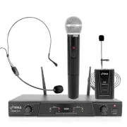 Pyle, 2 Dual Channel Wireless Microphone System-Portable VHF Audio Mic Set with