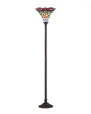 JONATHAN Y Designs Dragonfly Tiffany-Style 71in Torchiere Floor Lamp