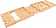 Bamboo Bathtub Rack Bath Tub Tray Table Multi-Function Extendable Tub Holder Phone Stand Waterproof Elegant Design