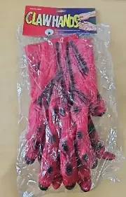 Vintage 1987 Rubie's Costume Red Claws Hands Adult Halloween Costume Gloves